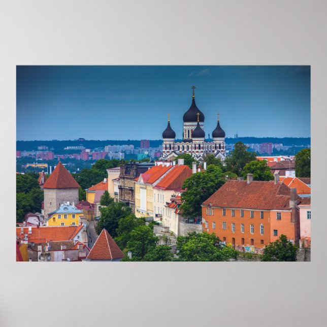 Cathedral and Cityscape | Estonia Poster (Front)