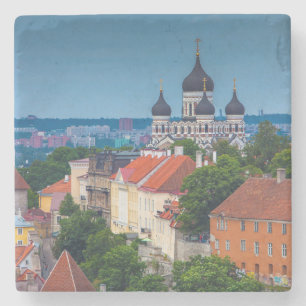 Cathedral and Cityscape   Estonia Stone Coaster