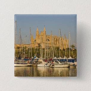 Cathedral and marina, Palma, Mallorca, Spain 2 15 Cm Square Badge
