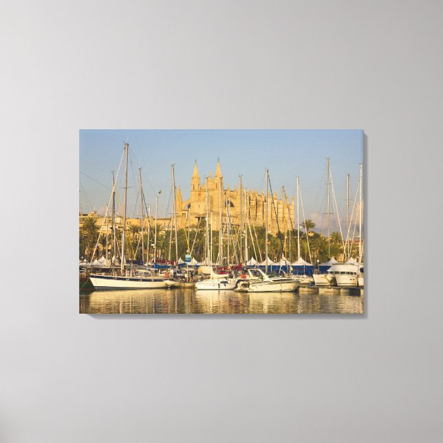 Cathedral and marina, Palma, Mallorca, Spain 2 Canvas Print (Front)