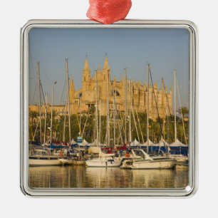 Cathedral and marina, Palma, Mallorca, Spain 2 Metal Tree Decoration