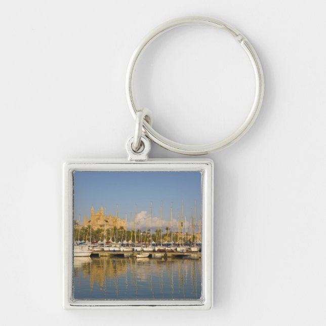 Cathedral and marina, Palma, Mallorca, Spain Key Ring (Front)