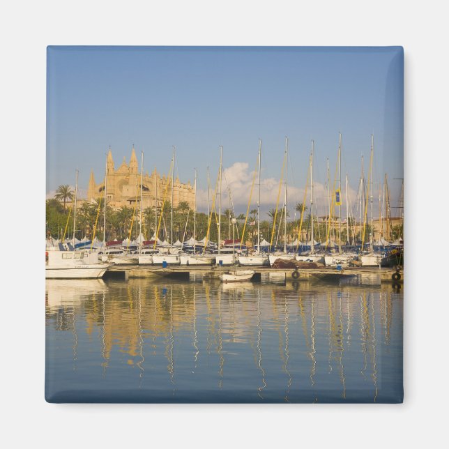 Cathedral and marina, Palma, Mallorca, Spain Magnet (Front)
