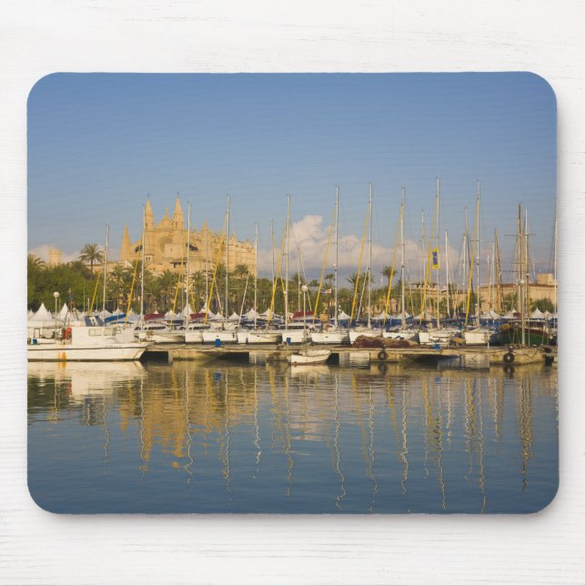 Cathedral and marina, Palma, Mallorca, Spain Mouse Mat (Front)