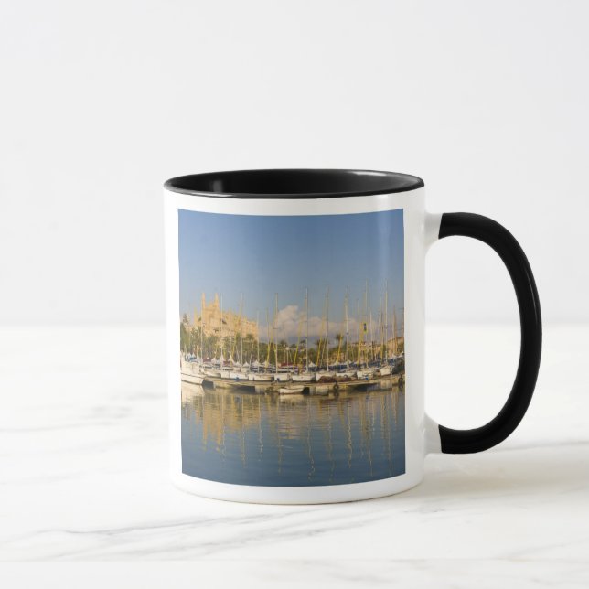 Cathedral and marina, Palma, Mallorca, Spain Mug (Right)