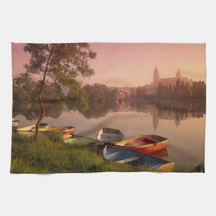 Cathedral and River Tormes, Salamanca, Castile Tea Towel