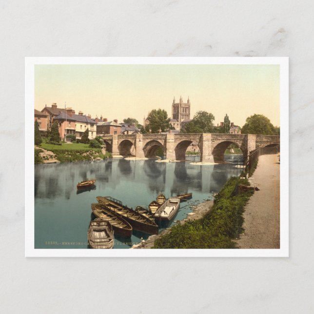 Cathedral and Wye Bridge, Hereford, Herefordshire Postcard (Front)