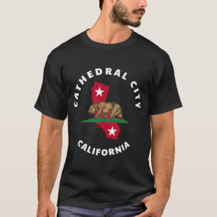 Cathedral City California CA Flag and Bear Badge S T-Shirt