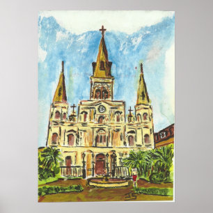 Cathedral, Jackson Square, New Orleans Poster