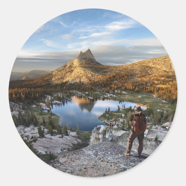 Cathedral Lake / Peak - Yosemite - John Muir Trail Classic Round Sticker (Front)