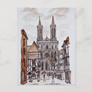 Cathedral & Norman Houses Quimper, France Postcard