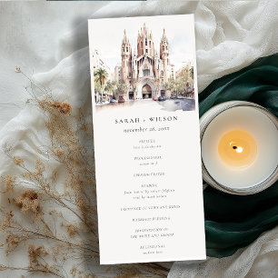 Cathedral of Barcelona Spain Wedding Program Invitation