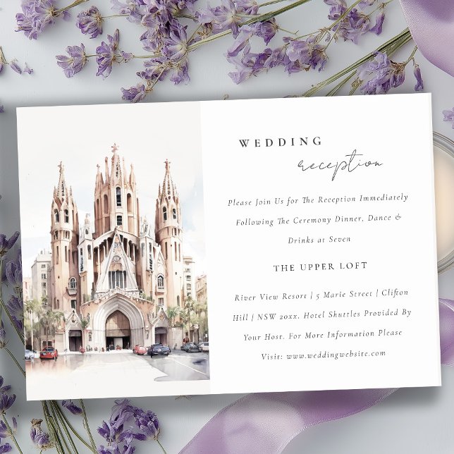 Cathedral of Barcelona Spain Wedding Reception Enclosure Card (Creator Uploaded)