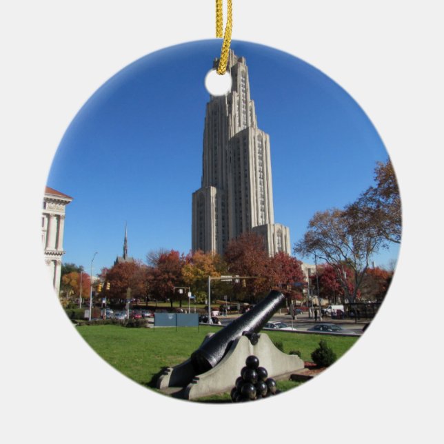 Cathedral of Learning University of Pittsburgh Ceramic Tree Decoration (Front)