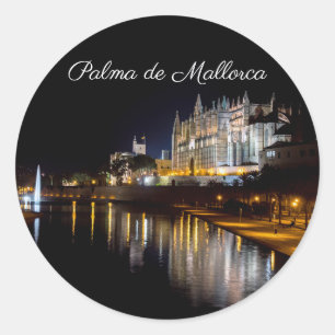 Cathedral of Palma de Mallorca at night - Spain Classic Round Sticker