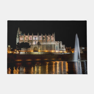 Cathedral of Palma de Mallorca at night - Spain Doormat
