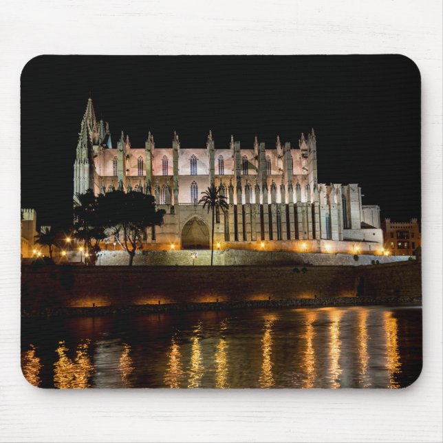 Cathedral of Palma de Mallorca at night - Spain Mouse Mat (Front)