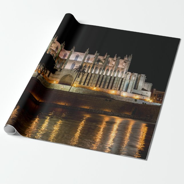 Cathedral of Palma de Mallorca at night - Spain Wrapping Paper (Unrolled)