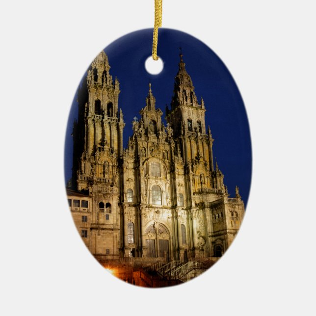 Cathedral of Santiago de Compostela Ceramic Tree Decoration (Front)