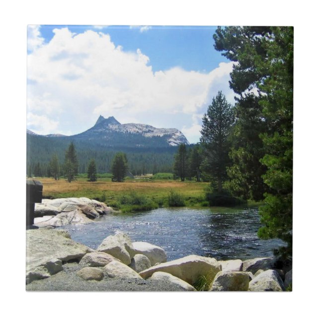 Cathedral Peak in Tuolumne Meadows, Yosemite, CA Tile (Front)
