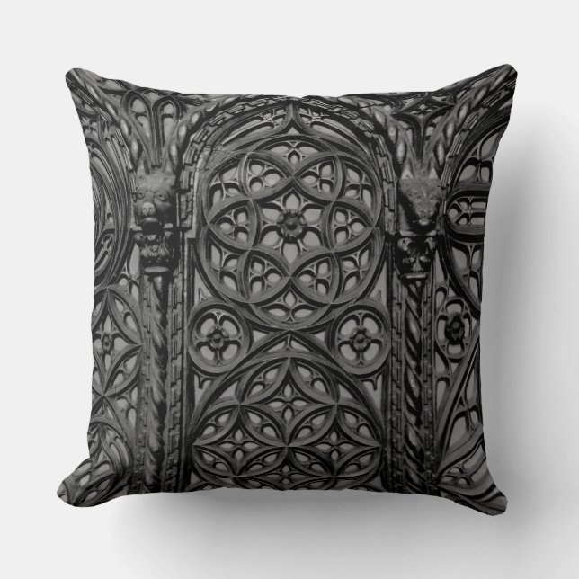 Cathedral Pew Geometric Wood Carving Pattern 03 Cushion (Front)