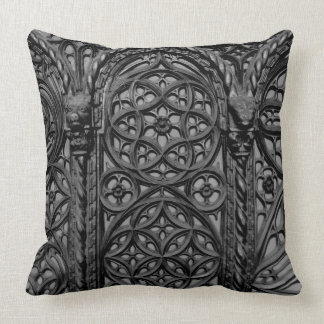 Cathedral Pew Geometric Wood Carving Pattern 03 Cushion