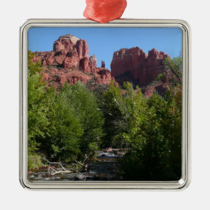 Cathedral Rock and Stream in Sedona Arizona Metal Tree Decoration