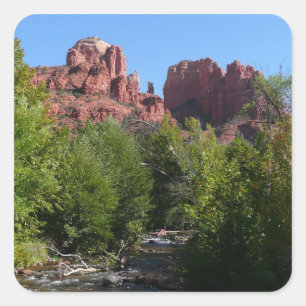 Cathedral Rock and Stream in Sedona Arizona Square Sticker