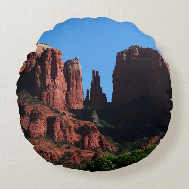 Cathedral Rock in Sedona Arizona Monument Round Cushion (Front)
