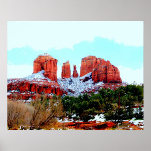 Cathedral Rock in the snow Poster
