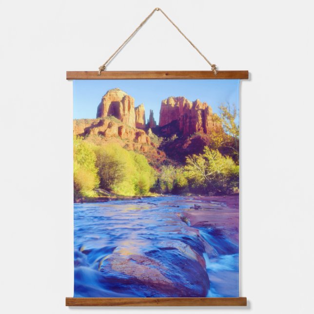 Cathedral Rock reflecting in Oak Creek, Arizona Hanging Tapestry (Front)