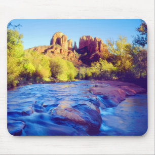 Cathedral Rock reflecting in Oak Creek, Arizona Mouse Mat