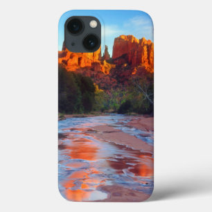 Cathedral Rock reflecting in Oak Creek at Sunset iPhone 13 Case