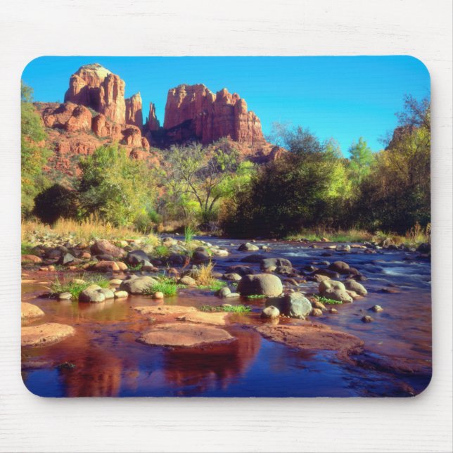 Cathedral Rock reflecting in Oak Creek Mouse Mat (Front)