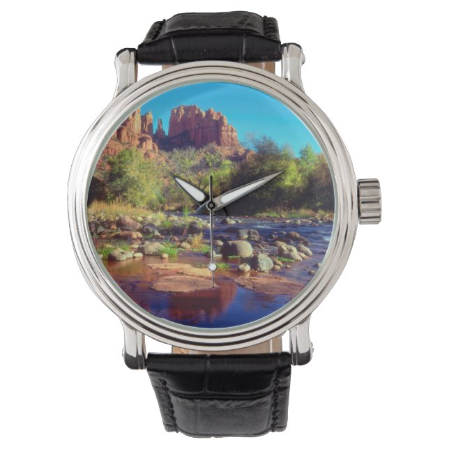 Cathedral Rock reflecting in Oak Creek Watch (Front)