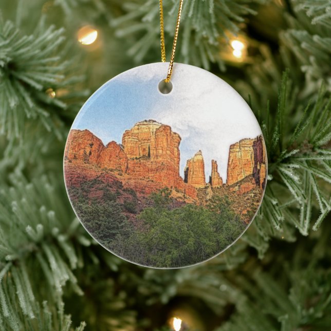 Cathedral Rock Sedona, Arizona Christmas Holiday  Ceramic Tree Decoration (Tree)