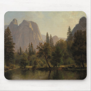 Cathedral Rocks, Yosemite Valley Albert Bierstadt Mouse Mat