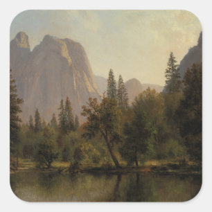 Cathedral Rocks, Yosemite Valley Albert Bierstadt Square Sticker
