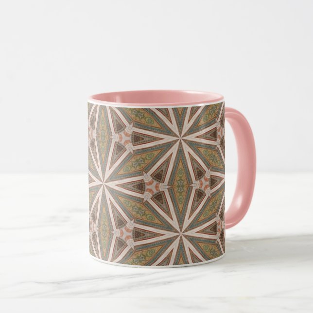 Cathedral Star Mug with Soft Pink Interior (Front Right)