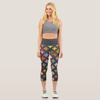 Cathedral window quilt capri leggings