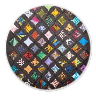 Cathedral window quilt   ceramic knob