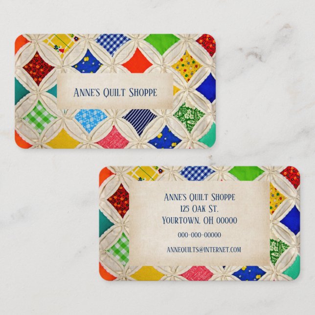 Cathedral Window Quilt Design Business Card (Front/Back)