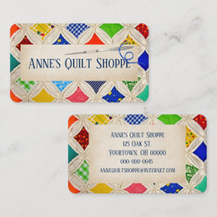 Cathedral Window Quilt Design With Needle Business Card