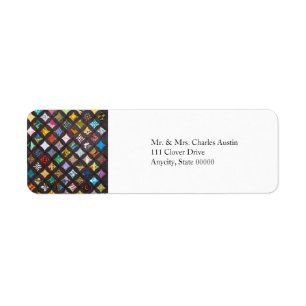 Cathedral window quilt label