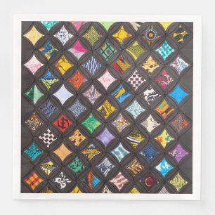 Cathedral window quilt napkin