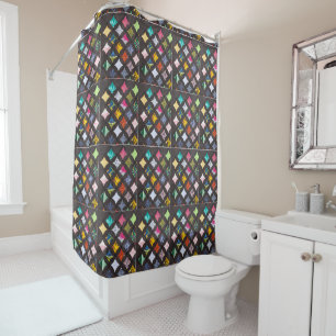 Cathedral window quilt shower curtain