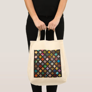 Cathedral window quilt tote bag