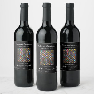 Cathedral window quilt wine label