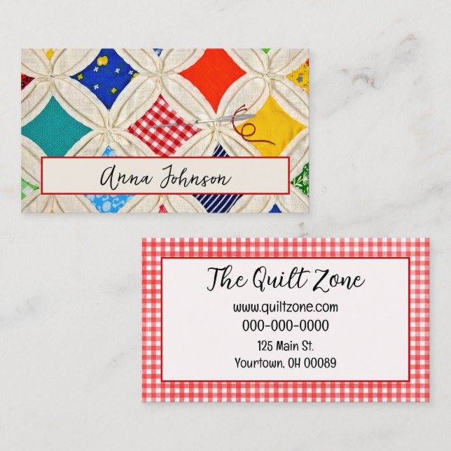 Cathedral Window Quilt With Needle Business Card (Front/Back)