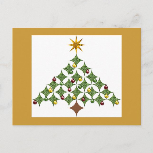 Cathedral windows tree holiday postcard (Front)